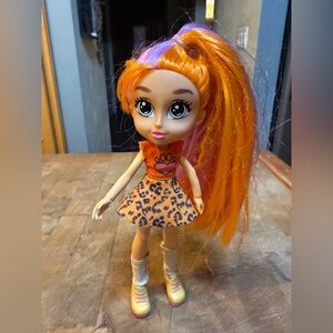 2021 Vibe Girls Allison Animal Orange and Purple Hair Doll with Leopard Skirt